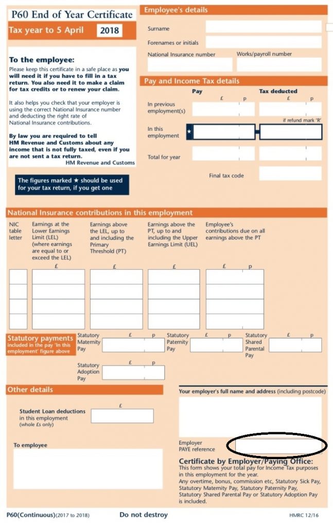 p60 end of year certificate